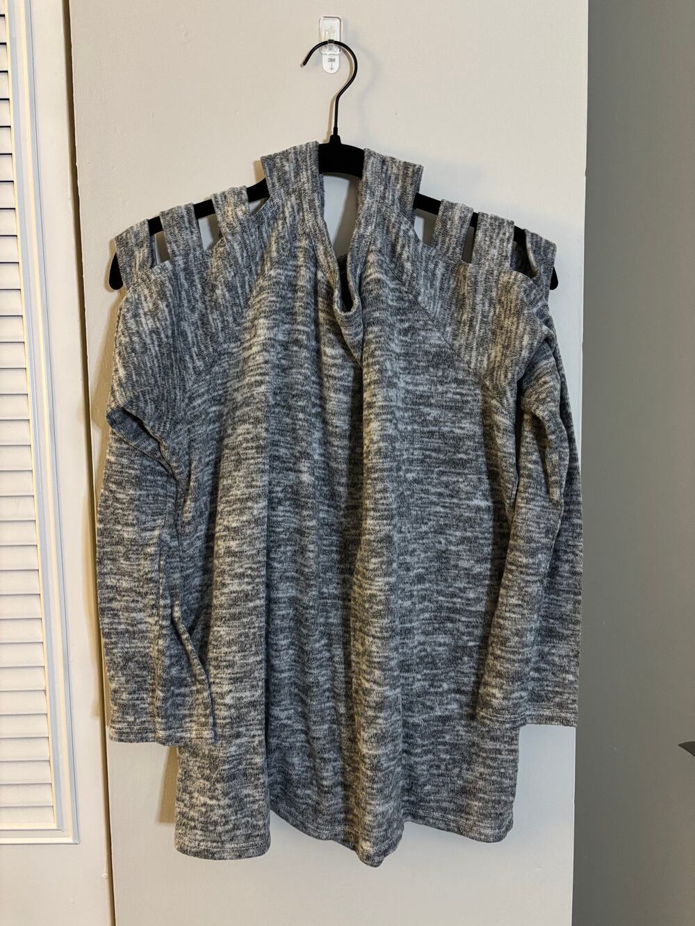 Always Indigo Gray Marled Knit Cage-Strap Sweater Top — Size XL